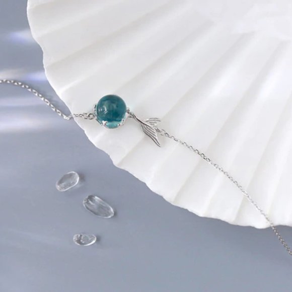 Crafted 925 Sterling Silver Ultra-light Blue Bubble Mermaid Bracelet - Picture 5 of 13